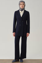 Beli Lastikli Culotte Pantolon - Lacivert TUGBA