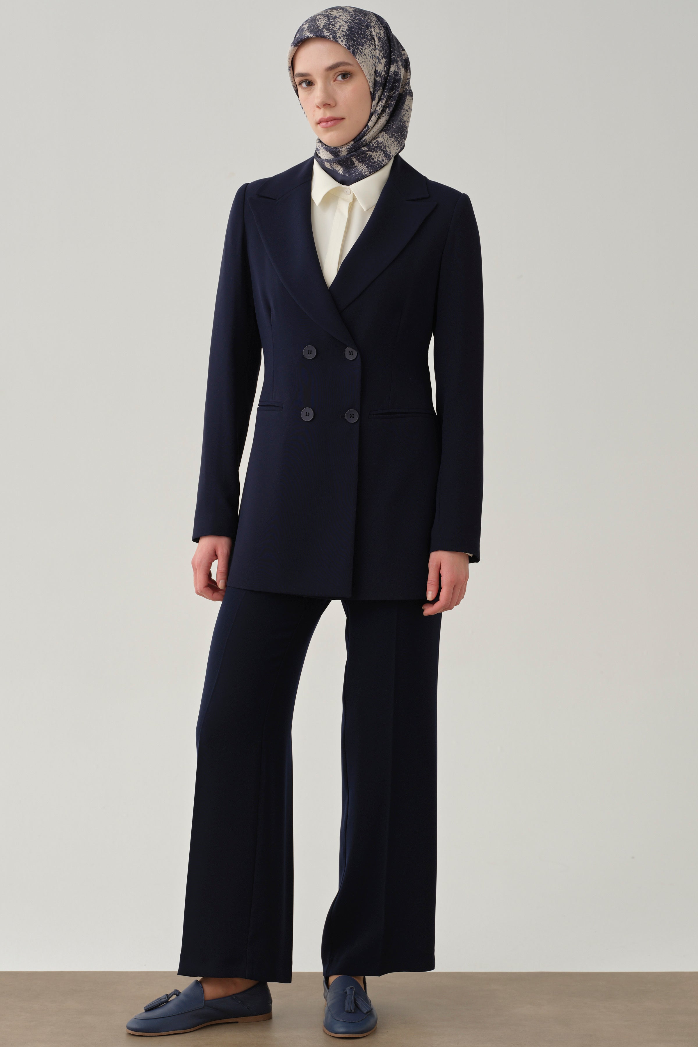 Beli Lastikli Culotte Pantolon - Lacivert TUGBA