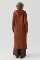 Deri Biye Detaylı Örme Giy-Çık - Kahve TUGBA