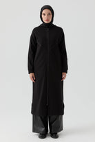 Deri Biye Detaylı Örme Giy-Çık - Siyah TUGBA