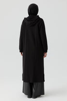 Deri Biye Detaylı Örme Giy-Çık - Siyah TUGBA