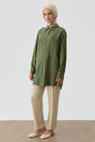 Bol Paça Pensli Pantolon - Yeşil TUGBA