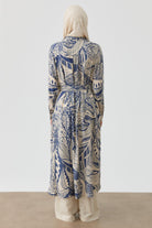 Kemerli Desenli Uzun Tunik - İndigo TUGBA