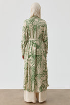 Kemerli Desenli Uzun Tunik - Haki TUGBA