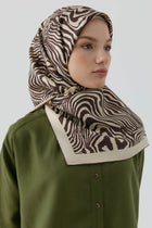 Nilda Twill İpek Eşarp - Bej - Kahve TUGBA