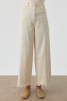 Cepli Paçası Püsküllü Pantolon - Ekru TUGBA