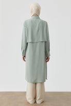 Rüzgarlık Detaylı Çiçek Düğmeli Tunik - Mint TUGBA