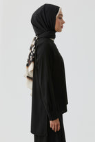 Yırtmaç Detaylı Bluz Tunik - Siyah TUGBA