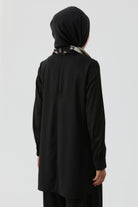 Yırtmaç Detaylı Bluz Tunik - Siyah TUGBA