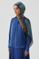 Ters Manşetli Bluz - İndigo TUGBA