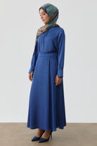 Plikaşe Detaylı Etek - İndigo TUGBA