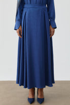 Plikaşe Detaylı Etek - İndigo TUGBA