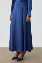 Plikaşe Detaylı Etek - İndigo TUGBA