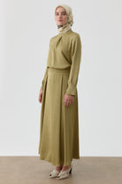 Plikaşe Detaylı Etek - Olive TUGBA