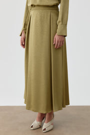 Plikaşe Detaylı Etek - Olive TUGBA