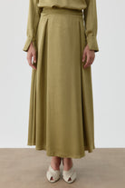 Plikaşe Detaylı Etek - Olive TUGBA