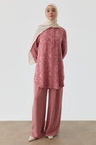 Plikaşe Gizli Pat Detaylı Yırtmaçlı Tunik - Gül Kurusu TUGBA