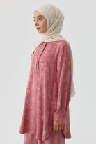 Plikaşe Gizli Pat Detaylı Yırtmaçlı Tunik - Gül Kurusu TUGBA