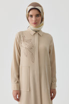 Desen Baskılı Uzun Tunik - Bej TUGBA