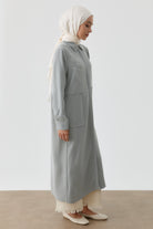 Desen Baskılı Uzun Tunik - Gri TUGBA