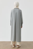 Desen Baskılı Uzun Tunik - Gri TUGBA