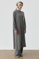 Desen Baskılı Uzun Tunik - Antrasit TUGBA