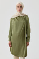 Tek Omuz Pile Detaylı Tunik - Mint TUGBA