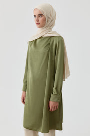 Tek Omuz Pile Detaylı Tunik - Mint TUGBA