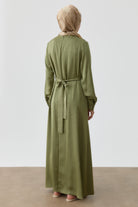 Plikaşe Detaylı Kemerli Elbise - Mint TUGBA