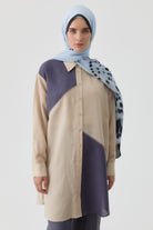 Kombinli Punto Nakışlı Tunik - Bej TUGBA