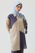 Kombinli Punto Nakışlı Tunik - Bej TUGBA