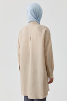 Kombinli Punto Nakışlı Tunik - Bej TUGBA