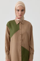 Kombinli Punto Nakışlı Tunik - Vizon TUGBA