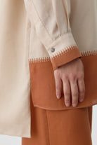 Nakış Detaylı Kombinli Kısa Tunik - Bej TUGBA