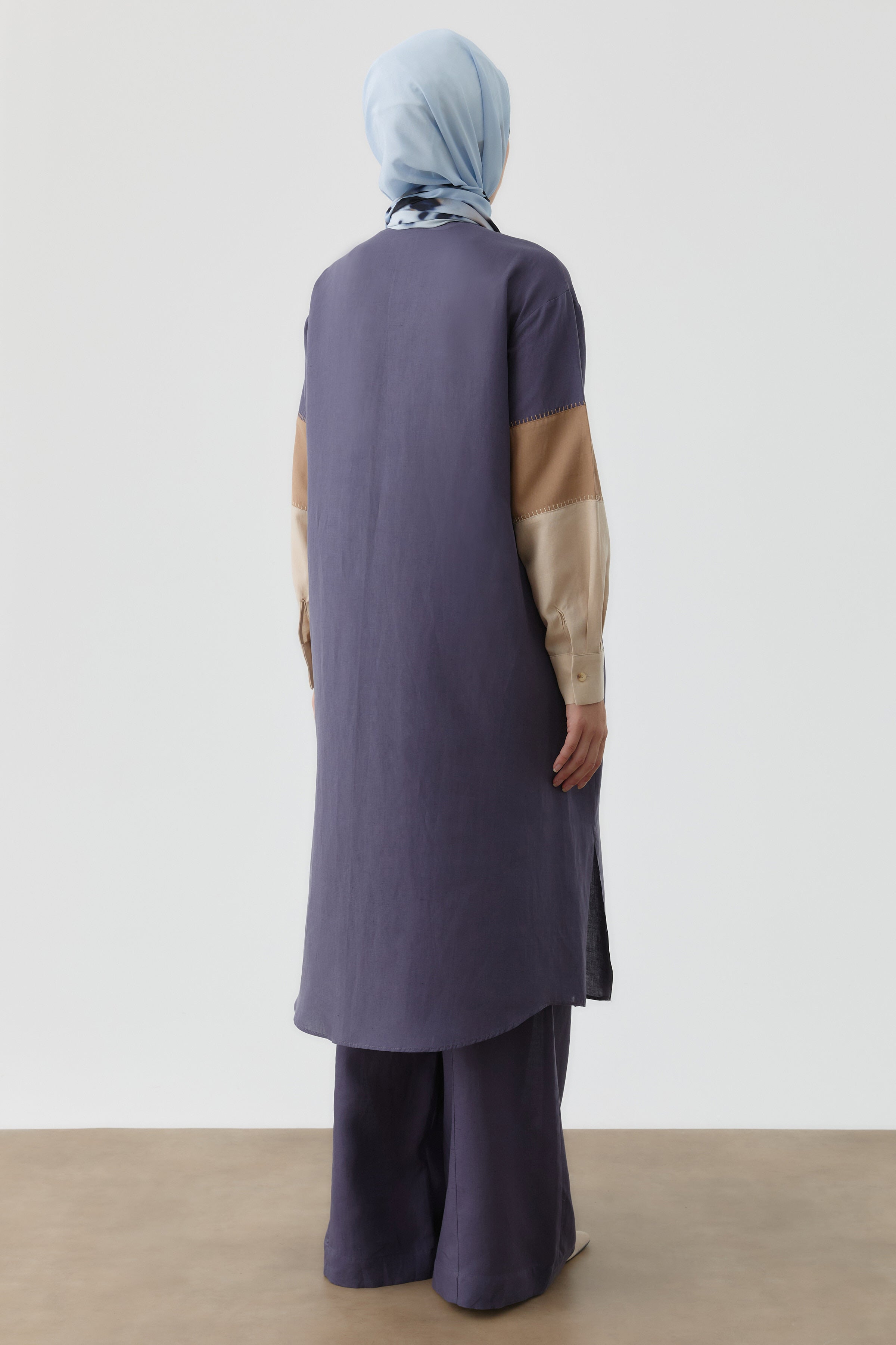 İki Kombinli Nakışlı Tunik - İndigo TUGBA