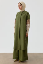 İki Kombinli Nakışlı Tunik - Haki TUGBA