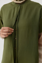 İki Kombinli Nakışlı Tunik - Haki TUGBA