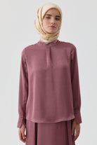 Ters Manşetli Bluz - Marsala TUGBA