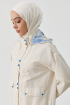 Ekose Kombinli Çıtçıt Detaylı Kap - Bej - İndigo TUGBA