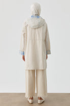 Ekose Kombinli Çıtçıt Detaylı Kap - Bej - İndigo TUGBA