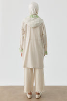 Ekose Kombinli Çıtçıt Detaylı Kap - Bej - Yeşil TUGBA