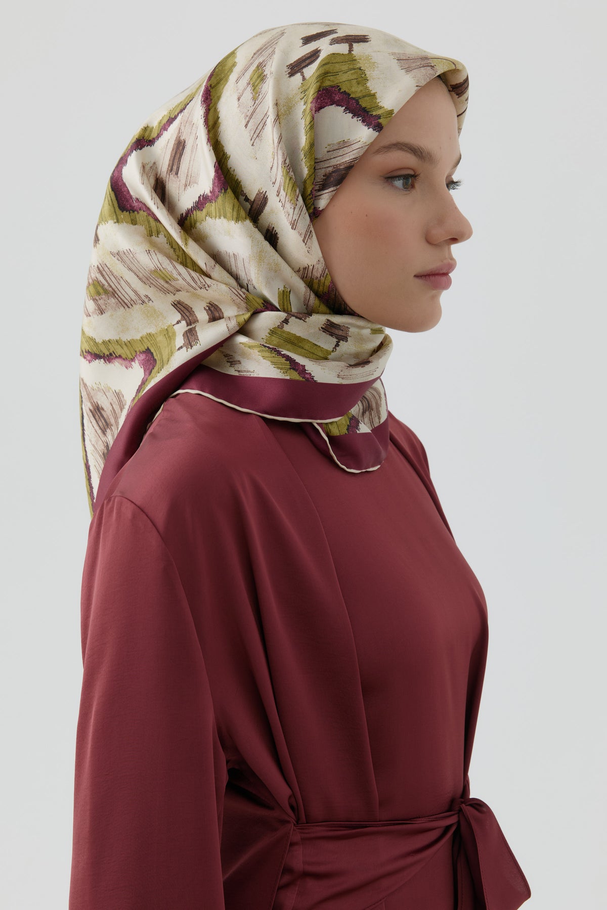 Didar Twill İpek Eşarp - Bordo TUGBA