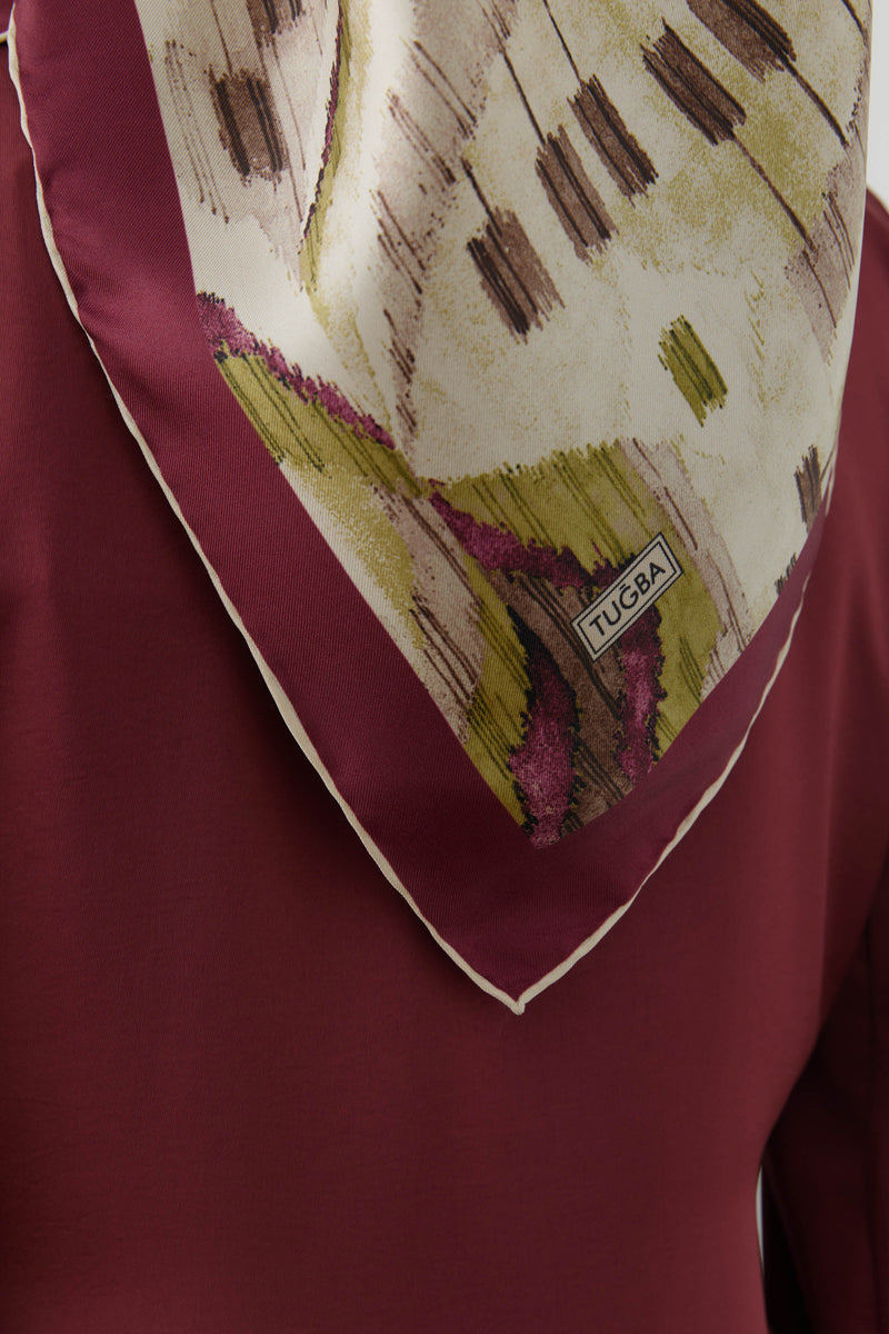 Didar Twill İpek Eşarp - Bordo TUGBA