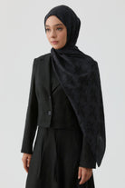 Crop Ceket Etekli Keten Takım - Siyah TUGBA