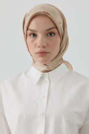 Fulya Twill İpek Eşarp - Kahve TUGBA