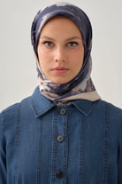 Fulya Twill İpek Eşarp - Lacivert TUGBA