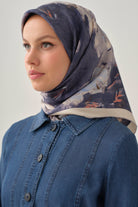 Fulya Twill İpek Eşarp - Lacivert TUGBA