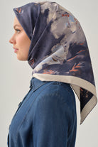 Fulya Twill İpek Eşarp - Lacivert TUGBA