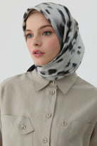 Sebu Twill İpek Eşarp - Gri TUGBA