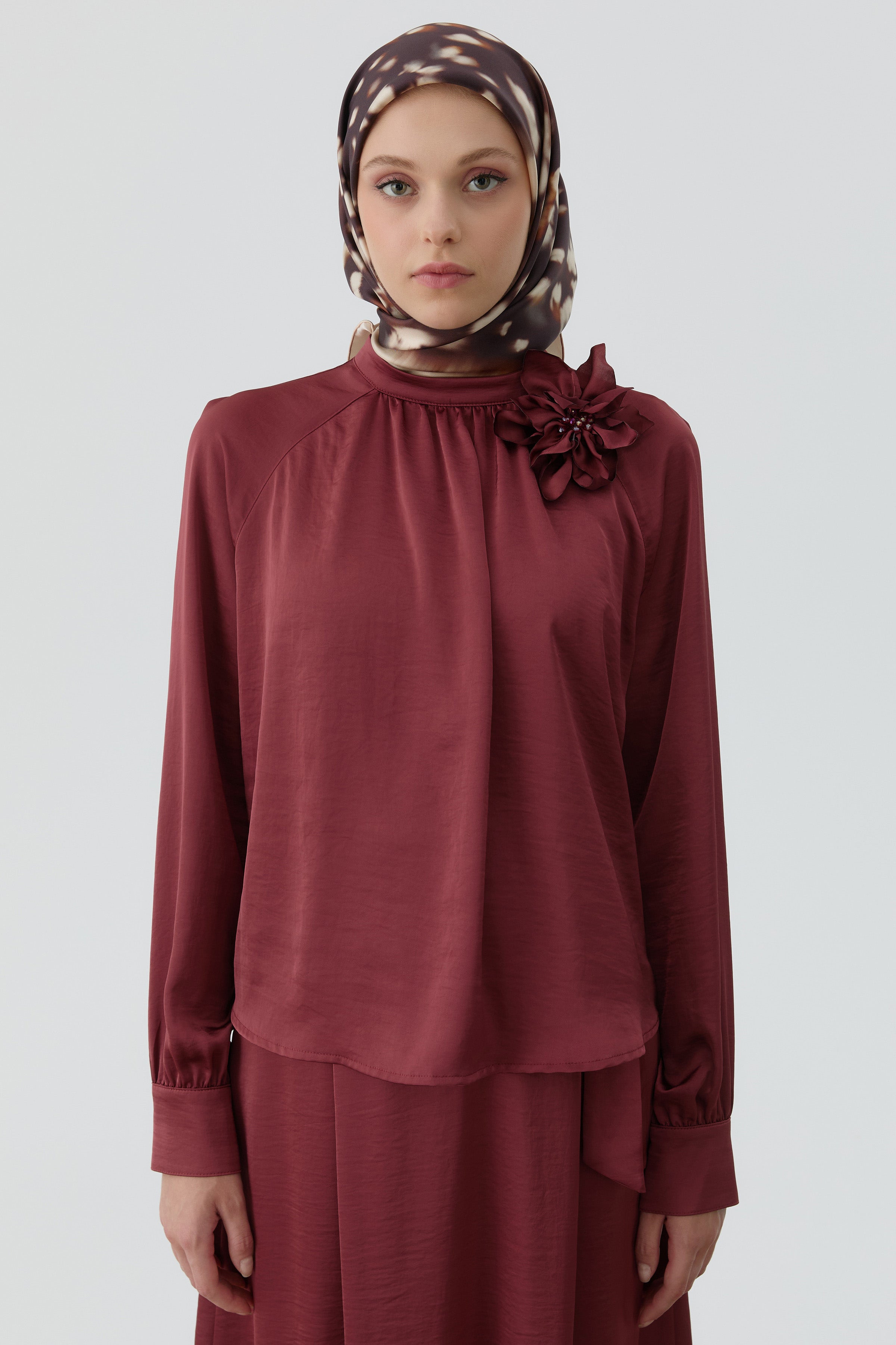 Sebu Twill İpek Eşarp - Acı Kahve TUGBA